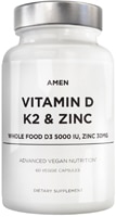 AMEN Vitamin D K2 & Zinc - D3 with K2 MK7 & Chelated Zinc Supplement