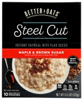 Better Oats Steel Cut Oats Instant Oatmeal with Flax Seeds Maple & Brown Sugar