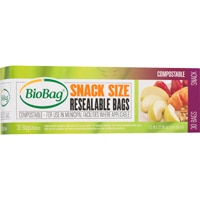 Biobag Snack Size Resealable Bags Compostable