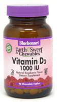 Bluebonnet Nutrition Earth Sweet Chewables Vitamin D3 Natural Raspberry