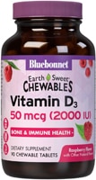 Bluebonnet Nutrition Earth Sweet Chewables Vitamin D3 Natural Raspberry