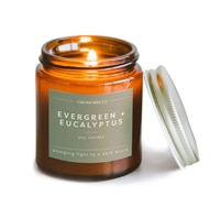 Calyan Wax Co Soy Candle Mini Amber Jar Evergreen Eucalyptus