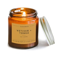 Calyan Wax Co Soy Candle Mini Amber Jar Vetiver Tonka