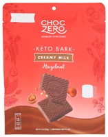 ChocZero Premium Chocolate Keto Bark 0 Sugar Added Creamy Milk Hazelnut