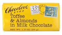 Chocolove Kosher Mini Milk Chocolate Bar Toffee & Almonds