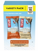 Clif Bar Non-GMO Energy Bars Variety Pack Crunchy Peanut Butter & White Chocolate Macadamia Nut