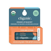 Cliganic Organic Lip Balm - 2 Pack Cooling Citrus