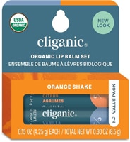 Cliganic Organic Lip Balm - 2 Pack Orange Shake