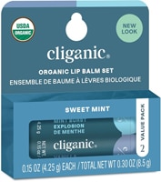 Cliganic Organic Lip Balm - 2 Pack Sweet Mint