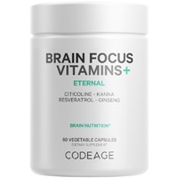 Codeage Brain Focus Vitamins+ Citicoline-Vitamin B12-Ginseng-Resveratrol-Gotu Kola-Kanna