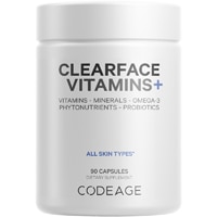 Codeage Clearface Pantothenic Acid - Niacin Supplement - Vitamins A - C - D3 - E - Probiotics - Zinc & Skin Botanical Blend