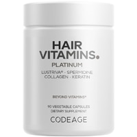 Codeage Hair Vitamins Platinum Lustriva AstraGin Biotin Keratin Collagen Omega-3 Zinc