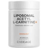 Codeage Liposomal Acetyl-L-Carnitine 500 mg Supplement 3-Month Supply Liposomal ACL Non-GMO