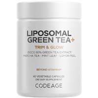 Codeage Liposomal Green Tea+ EGCG 50% - Organic Matcha Green Tea - Peppermint Leaf - Lemon Peel