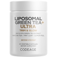 Codeage Liposomal Green Tea+ - EGCG 90% - Organic Matcha Green Tea - Peppermint Leaf - Lemon Peel