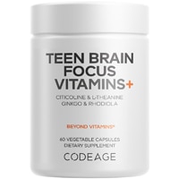 Codeage Teen Brain Focus Vitamins+ Citicoline Cognizin - L-Theanine - Herbal Blend - 12-18 Years