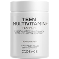 Codeage Teen Multivitamin+ Platinum - Vitamin A-E-B12-K2 - Citicoline - Zeaxanthin - Collagen