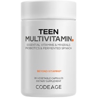 Codeage Teen Multivitamin Vitamins A C D3 B6 B12 Iron Zinc Probiotics Spinach Leaf