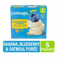 Comforts Baby Food Puree 6+ Months 4 oz Pouch Banana Blueberry & Oatmeal
