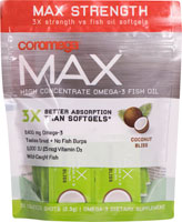 Coromega Max High Concentrate Omega-3 Fish Oil Squeeze Shots Coconut Bliss