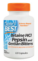 Doctor's Best Betaine HCl Pepsin and Gentian Bitters