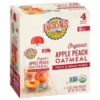 Earth's Best Organic Fruit & Grain Baby Food Puree 6+ Months Apple Peach Oatmeal