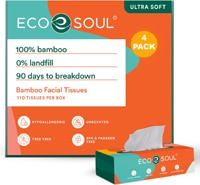 EcoSoul Facial Tissues Bamboo Plastic Free 3-Ply 100 Sheet Box