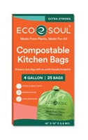 EcoSoul Trash Bags 4 Gallon Drawstring Compostable Plant-Based