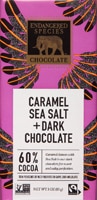 Endangered Species Dark Chocolate 60% Cocoa Bar Gluten Free Caramel and Sea Salt