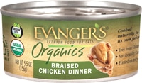 Evanger's Organics Premium Wet Cat Food Braised Chicken Dinner