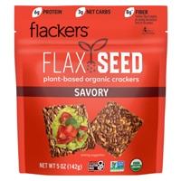 Flackers Organic Flax Seed Crackers Savory Garlic Onion Basil & Red Chile Pepper