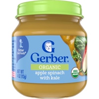 Gerber Organic Baby Food Stage 2 Puree Glass Jar Apple Spinach Kale