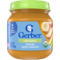 Gerber Organic Baby Food Stage 2 Puree Glass Jar Mango Apple Banana