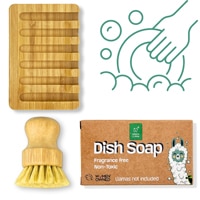 Green Llama Dish Soap Bar Brush + Holder 3 Piece Set Fragrance-Free