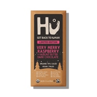 HU Holiday Edition Dark Chocolate Bar Very Merry Raspberry + Hazelnut Butter