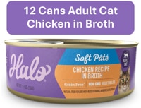 Halo Adult Cat Wet Food Soft Pate 5.5 oz Grain-Free Chicken Recipe in Broth