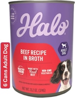 Halo Adult Dog Wet Food Healthy Grains 13.2 oz Beef Recipe in Broth