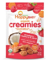 Happy Baby Organic Creamies Crawling Baby Snack Strawberry Raspberry and Carrot