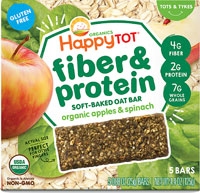 Happy Tot Organic Fiber & Protein Oat Bar 2+ Years Apples & Spinach