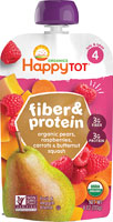 Happy Tot Organic Fiber & Protein Puree 2+ Years Pear Raspberry Butternut Squash & Carrot