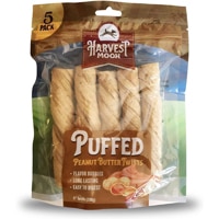 Harvest Moon Dog Chew Treat Hide-Free Puffed Twists Peanut Butter