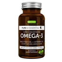 Igennus Pure & Essential Omega-3 Wild Fish Oil + Vitamin D3 – Ultra Pure rTG 1-a-Day Natural Lemon