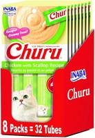 Inaba Grain Free Churu Puree Cat Treats Chicken with Scallop Recipe