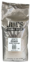 Jim's Organic Coffee Medium Light Roast Decaffeinated Whole Bean Sweet Nothing