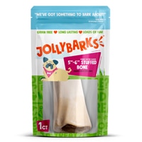 Jolly Barks Dog Chew Stuffed Bone 5-6'' Peanut Butter