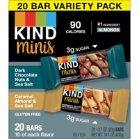 KIND Gluten Free Snack Mini Bars Variety Pack Dark Chocolate Nuts & Sea Salt and Caramel Almond & Sea Salt