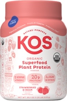 KOS Organic Superfood Plant Protein Powder - 15 Servings Strawberries & Cream