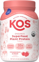 KOS Organic Superfood Plant Protein Powder - 28 Servings Strawberries & Cream