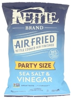 Kettle Brand Potato Chips Non GMO Gluten Free Air Fried Party Size Sea Salt & Vinegar