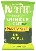 Kettle Brand Potato Chips Non GMO Gluten Free Krinkle Cut Party Size Dill Pickle